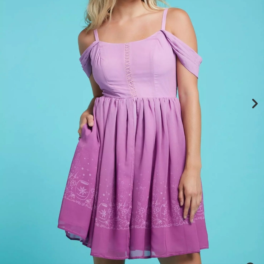 Her Universe Disney Tangled Rapunzel Princess Cold Shoulder Dress